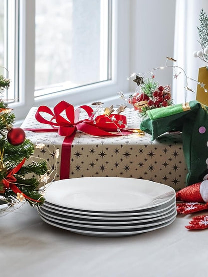 Y YHY Ceramic Dinner Plates, 10.6 Inch Porcelain Scalloped Plates, Off-White Serving Dishes Set of 6 for Home Kitchen, Microwave & Dishwasher Safe, Dinnerware Dishes Gift for Thanksgiving Christmas