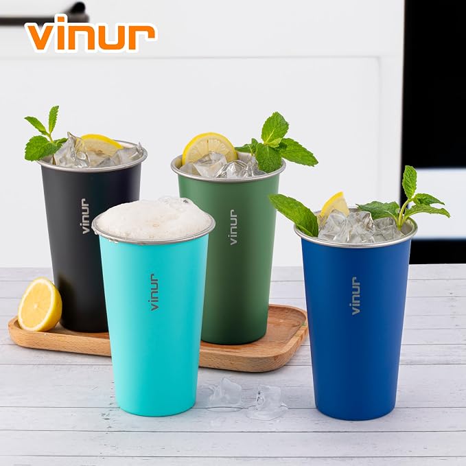 20 oz Stainless Steel Cups-Colorful Stackable Metal Drinking Glasses 4 Pcs | - Image 7