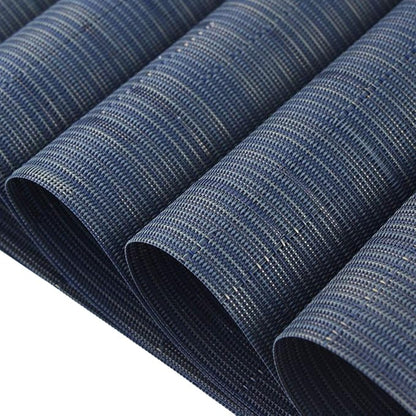 PIGCHCY Placemats,Washable Durable Durable Woven Vinyl Placemats for Dining Table,Heat Resistant Plastic Placemats Set of 6 (18 x 12 inches,Midnight Blue)