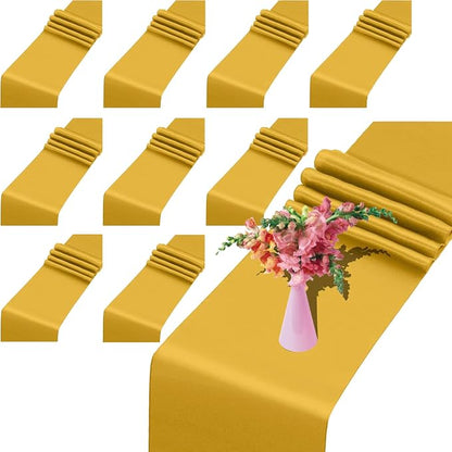 Set of 10 Gold Satin Table Runner 12x108 inches Smooth Table Runners | Smooth by HTONTB