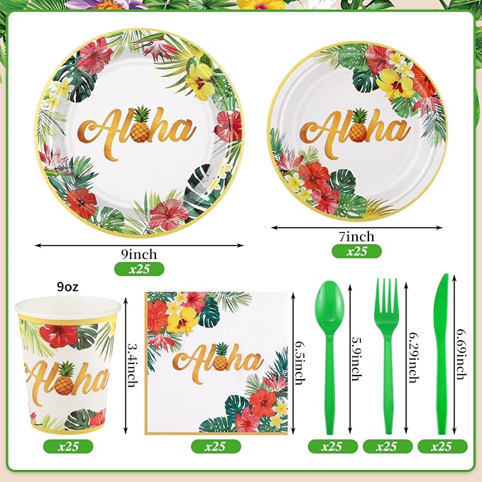 NatNarr Hawaiian Party Supplies Set, Paper Tableware Set - Image 2