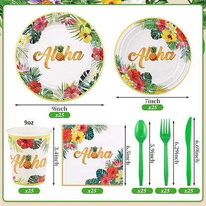 NatNarr Hawaiian Party Supplies Set, Paper Tableware Set - Image 2