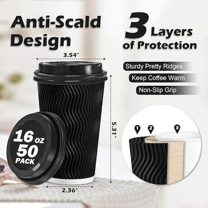 Lamosi 50 Pack 16 oz Disposable Coffee Cups - Image 2