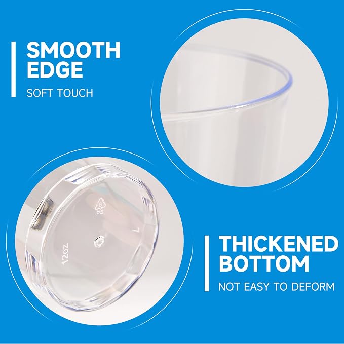 RACETOP 12 oz 200 Pack Disposable Plastic Cups, Disposable Clear Plastic Cups - Image 4