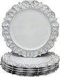 13" Antique White Charger Plates, Set of 6 Plastic Textured Chargers for Dinner Plates with Embossed Rim, Table Décor, Party, Wedding, Holiday