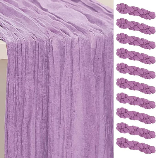 10 Pack Lilac Cheesecloth Table Runner 35x120 Inch 10Ft Rustic Gauze Cheese by SuBleer