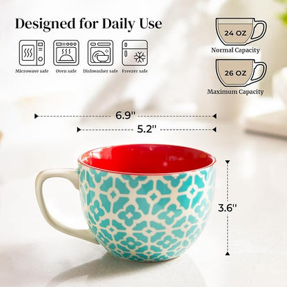 DOWAN 24 OZ Boho Mosaic Soup Mugs - Image 2