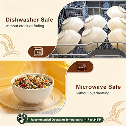 Large Salad Bowls 60oz, Unbreakable Wheat Straw Bowls Sets of 8, Meal Prep Bowls - Image 4