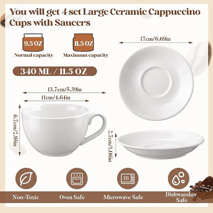 4 Set 12 oz Cappuccino Cups - Image 2