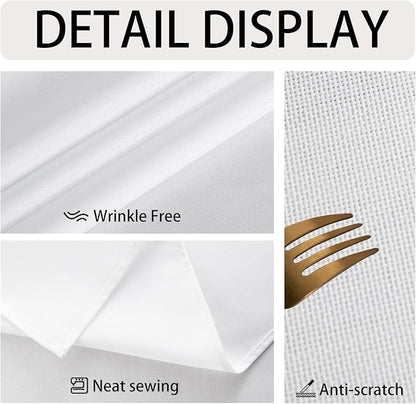 JIUZHEN 2 Pack Rectangle Table Cloth Faux Linen Farmhouse Tablecloth Wrinkle and Stain Resistant Decorative Fabric Table Cover for Kitchen, Dining Room, Parties and Camping, White, 54 x 80 Inch