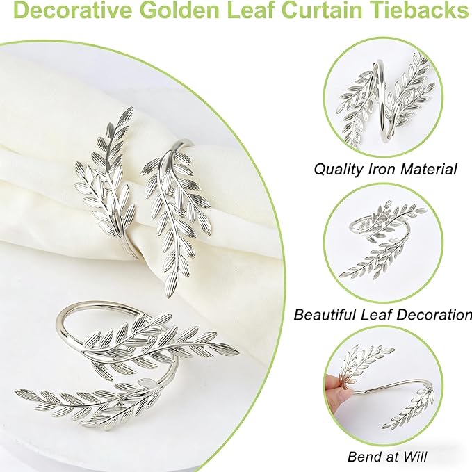 Silver Wheat Napkin Rings Set of 12, Metal Holders - Image 3