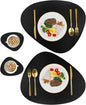 Black Placemats Set of 2, Faux Leather Placemats, Valentines Day Table Mats Set of 2, Wipeable Washable Placemat for Round Table, Mats for Kitchen Dining Patio Heat Resist Easy to Clean