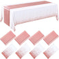 Breling 8 Pack White and Rose Gold Disposable Plastic Tablecloths and Satin Table Runner Set, 54 x 108 Inch Tablecloth, 12 x 108 Inch Table Runners for Wedding Graduation Birthday Baby Shower New Year