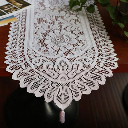 Tinsow 2 Pack Cotton Crochet Lace Rectangular Table Runner Dresser Scarf Doilies - Image 2