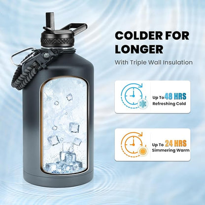 RAYMYLO One Gallon Water Bottle Insulated 128 oz, Stainless Steel | Triple - Image 2