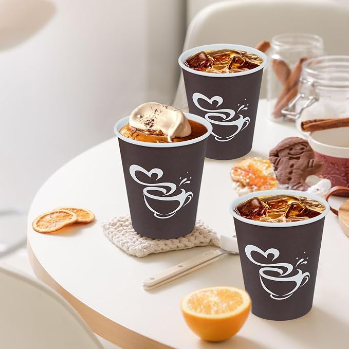 Clawsoff 10 oz 200 count Disposable Coffee Cups Hot Paper Cups Brown | - Image 5