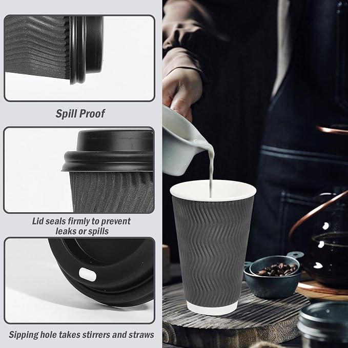 Lamosi 50 Pack 16 oz Insulated Disposable Coffee Cups - Image 3