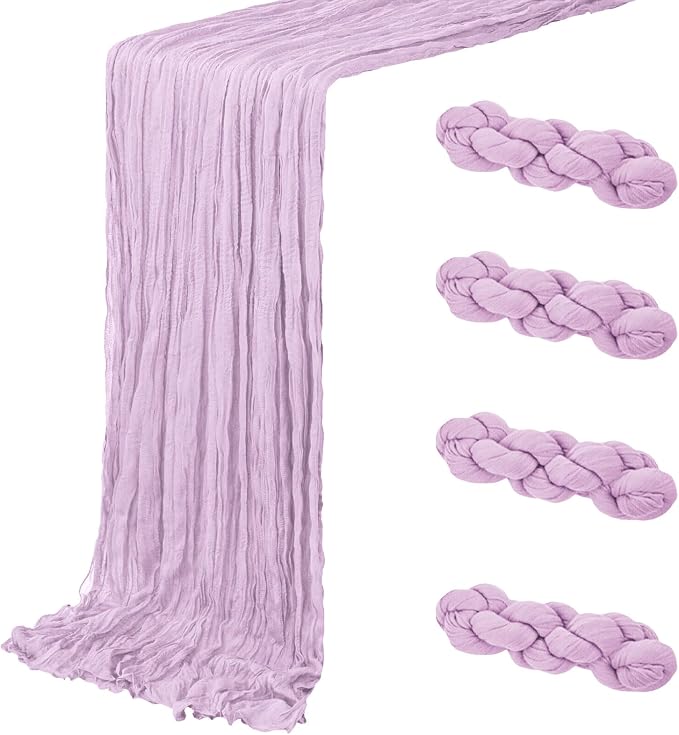 4 Pack Lavender Cheesecloth Table Runner 20 x 120 inch Gauze Table Runners 10 by ACSUIT