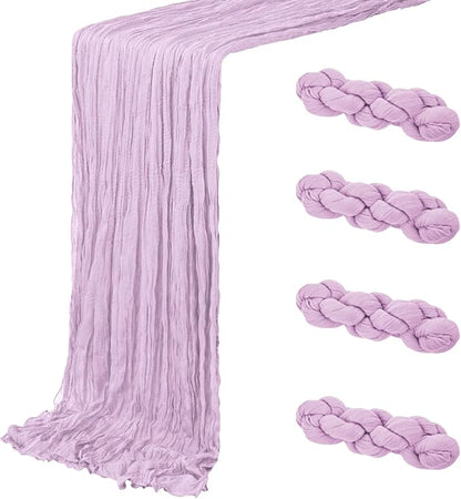 4 Pack Lavender Cheesecloth Table Runner 20 x 120 inch Gauze Table Runners 10 by ACSUIT