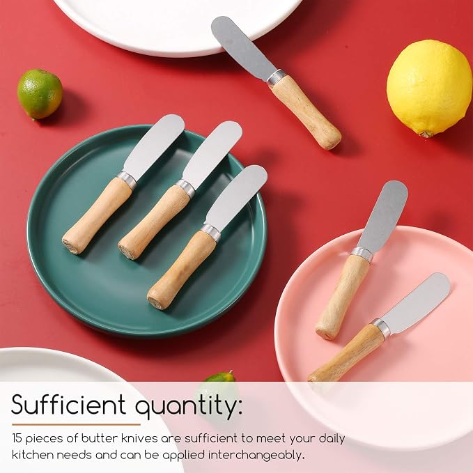Patelai 15 Pieces Mini Butter Spreader Knife Bulk 4. 5 Inch Wide Blade - Image 3