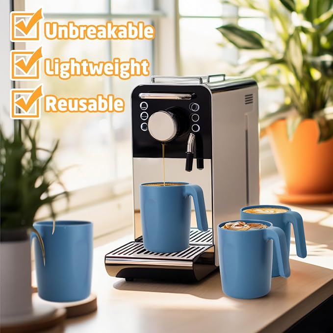 Wheat Straw Coffee Mugs 16 oz, Drinking Cups Set of 6, Plastic Mugs - Image 4