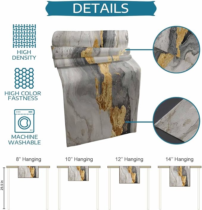 Grey Ombre Marble Table Runners 72 Inches Long, Abstract Art Kitchen Dining - Image 8