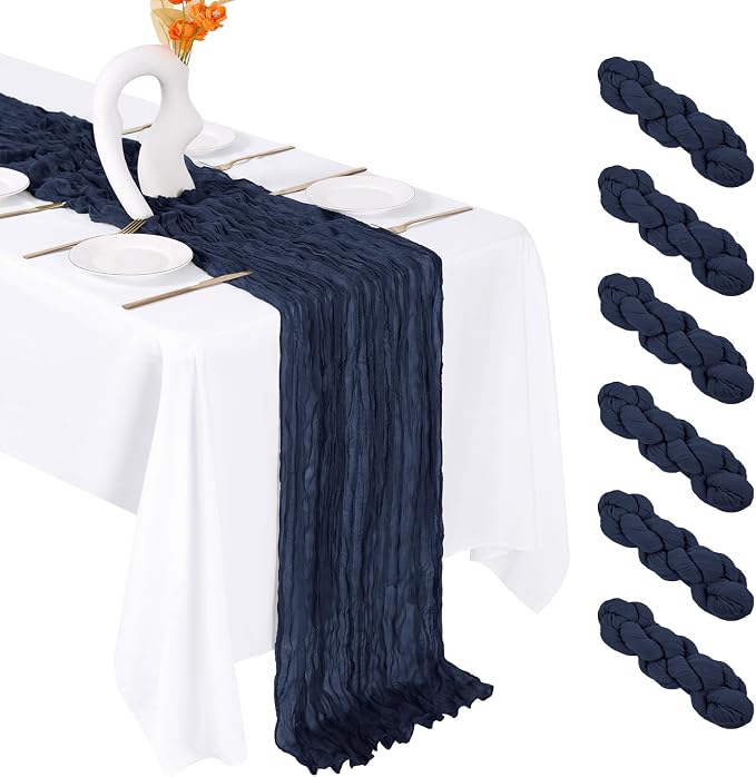 6 Pack Navy Blue Cheesecloth Table Runner 20 x 120 Inch Gauze Table Runner by Unknown