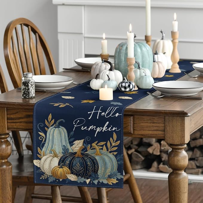 Artoid Mode 210 GSM Fall Table Runner 13x90 Inch Home Party Decor | Pumpkin - Image 3