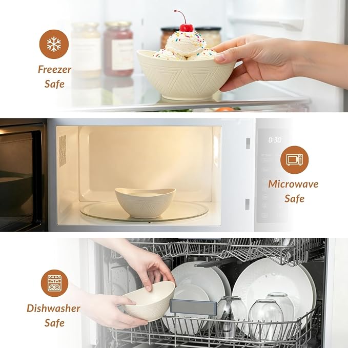 Wheat Straw Small Bowls Dessert Bowls Set of 6 Unbreakable Ice Cream Bowls - Image 5
