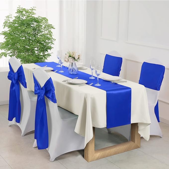 Manyshofu Royal Blue Satin Table Runner 12x108 - Image 5