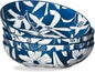 ONEMORE Ceramic Pasta Bowls Set of 4, 36 oz Salad Bowls, Large Kitchen Shallow Bowls Set-Vintage Blue Floral Pattern, Oven Microwave Dishwasher Safe, Scratch Resistant