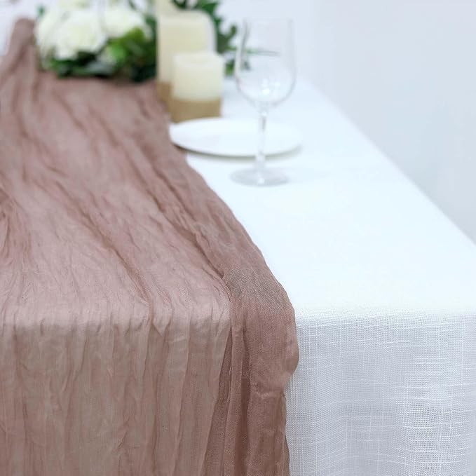 Efavormart 10ft Dusty Rose Cheesecloth Table Runner - Image 7