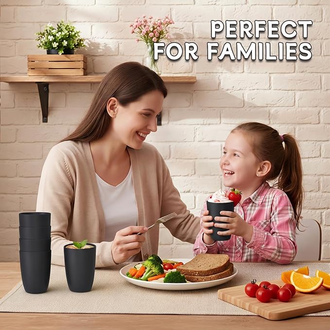 Wrova Wheat Straw Cups 6 PCS Good Alternative to Plastic Reusable Cups 12 oz - Image 7