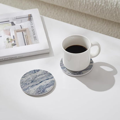 Set of 6 Navy Abstract Onyx Marble Coasters - Image 3