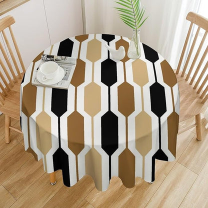 Abstract Boho Geometric Round Tablecloth, Mid Century Modern Geometric Art Retro Print Tablecloth for Home Party Dining Room Kitchen Decor 36Inch(90cm)