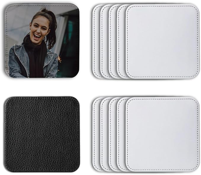 10 Pcs Leather Sublimation Coasters Blanks Bulk by JOIIT
