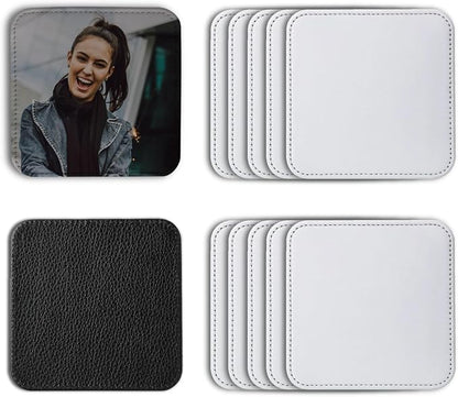 10 Pcs Leather Sublimation Coasters Blanks Bulk by JOIIT