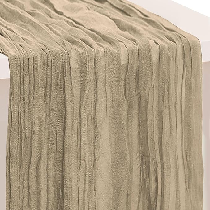1 Pack Khaki Cheesecloth Table Runner 35x120 Inch 10Ft Rustic Gauze Cheese by SuBleer