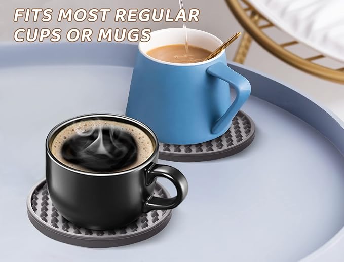 Rubber Coasters Set 6 with Holder, Non-Slip Silicone Drink Coaster Cup Mats | - Image 2