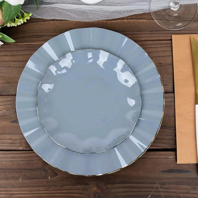 Efavormart 10 Pack | Dusty Blue 6" Round Plastic Dessert Salad Plates, by efavormart