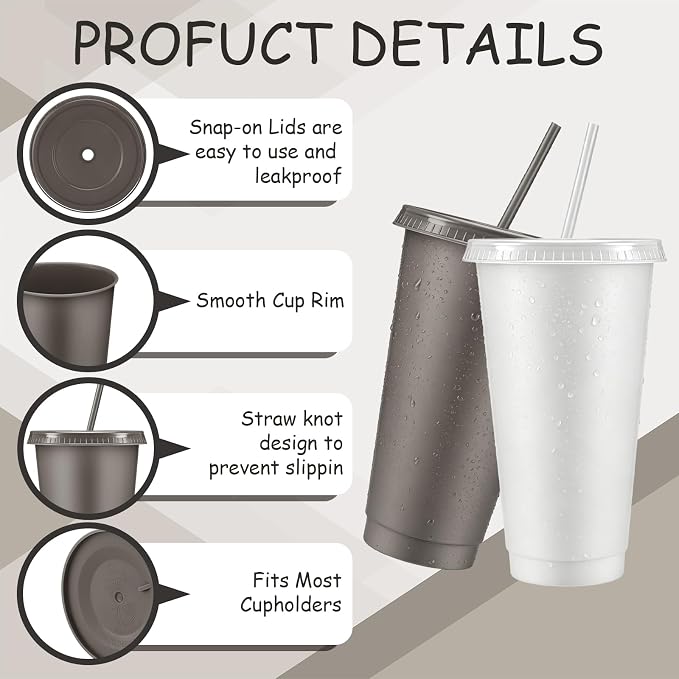 Skylety 12 Pcs Grey Plastic Cups - Image 3