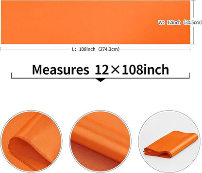 4-Pack Orange Satin Table Runner 12 x 108 Inch Long Bright and Smooth Silk - Image 3