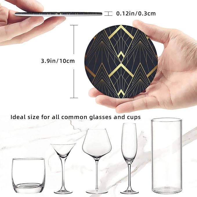 Abstract Art Deco Leather Drinks Coasters - Image 5