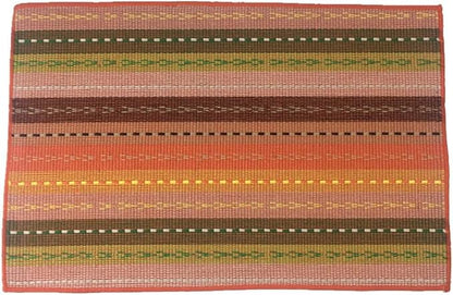 WAZAIGUR Hand Woven with 100% Cotton Placemats Colorful Placemats Braided Ribbed Durable Heat-Insulation Table Mats Set of 6,Orange