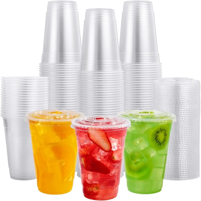 FOCUSLINE 200 PACK 16oz Clear Plastic Cups by FOCUSLINE
