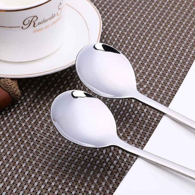 IQCWOOD Spoons, 8.5 Inch Stainless Steel Soup Spoons | Korean Soup Spoons - Image 4