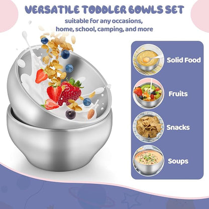 TeamFar Stainless Steel Bowls for Kids, 12oz Baby Toddler Bowls Set of 4 | - Image 7