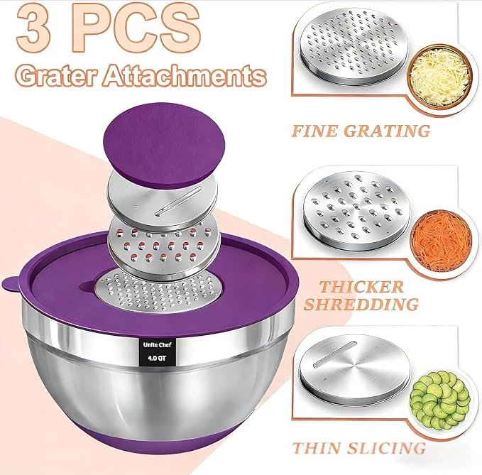 Umite Chef Thickened Heavy-Duty 26pcs Stainless Steel Bowl, Mixing Bowl Set - Image 6
