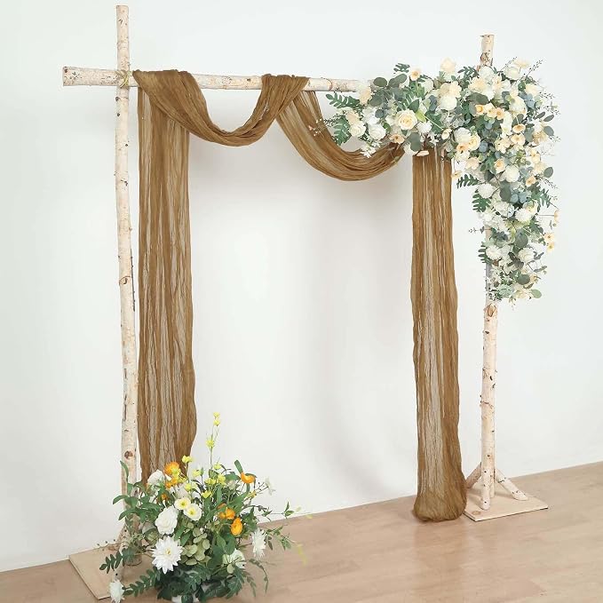 Efavormart 20ft Taupe Gauze Cheesecloth Wedding Arch Drapery Fabric, Extra Long - Image 5
