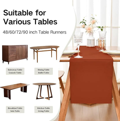 Wolkemer Farmhouse Rust Table Runner Dining Table Runners 72 Inches Long | - Image 5